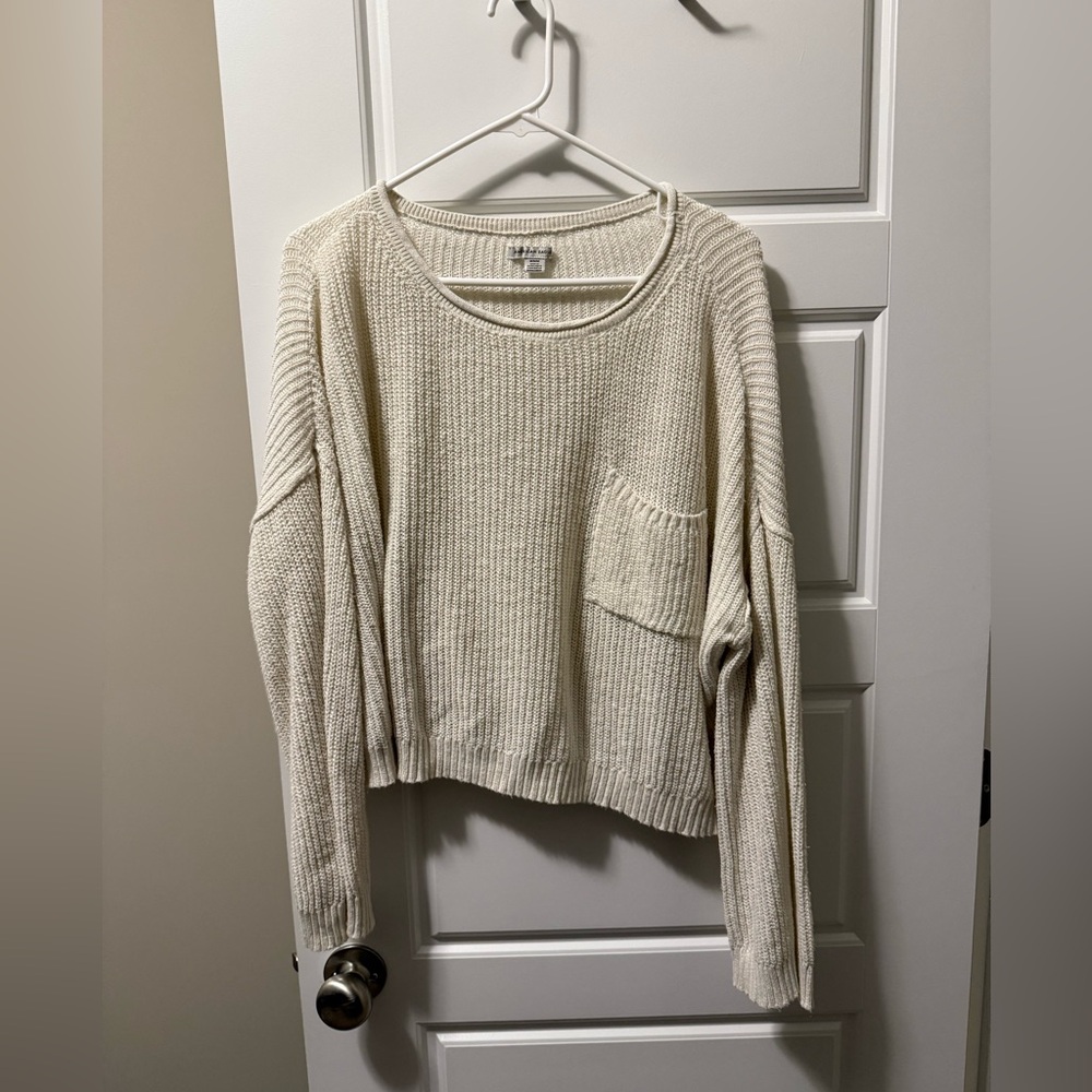 Cream American Eagle Cropped Sweater